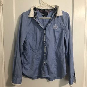 Tommy Hilfiger Girls X Large button down Blue Collared Shirt
